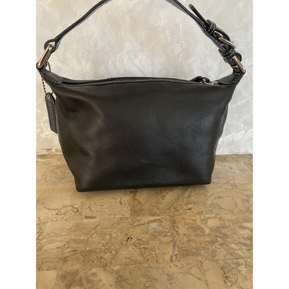 Vtg COACH signature black canvas / leather suede fabric Y2K Demi mini bag - Picture 2 of 9